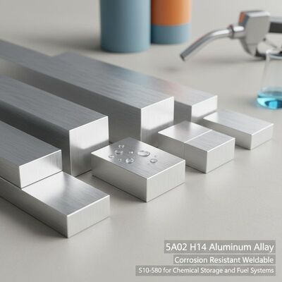 5A02 H14 Barras cuadradas de aleación de aluminio - Soldable resistente a la corrosión S10-S80 para sistemas de almacenamiento y combustible químicos