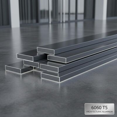 Barra plana de aluminio de grado arquitectónico 6060 T5 con acabado anodizado superior para marcos de puertas de ventanas y muros cortina