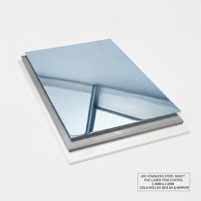 Película láser de PVC revestida con 430 láminas de acero inoxidable laminadas en frío con acabado espejo 2B BA