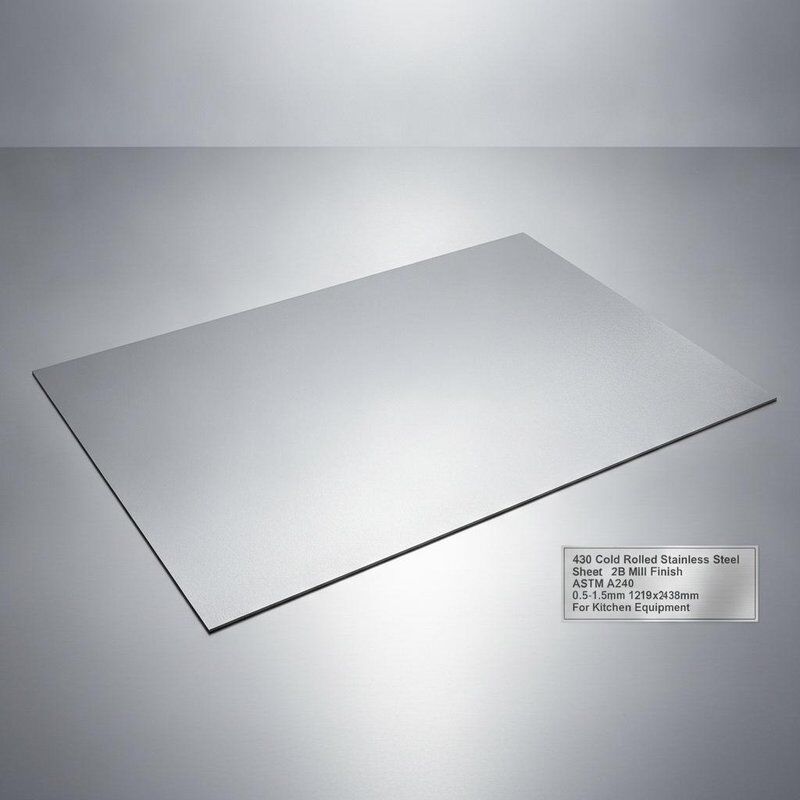 Hoja de acero inoxidable 430 con acabado de molino 2B, espesor de 0,5-1,5 mm y tamaño de 1219x2438 mm para equipos de cocina